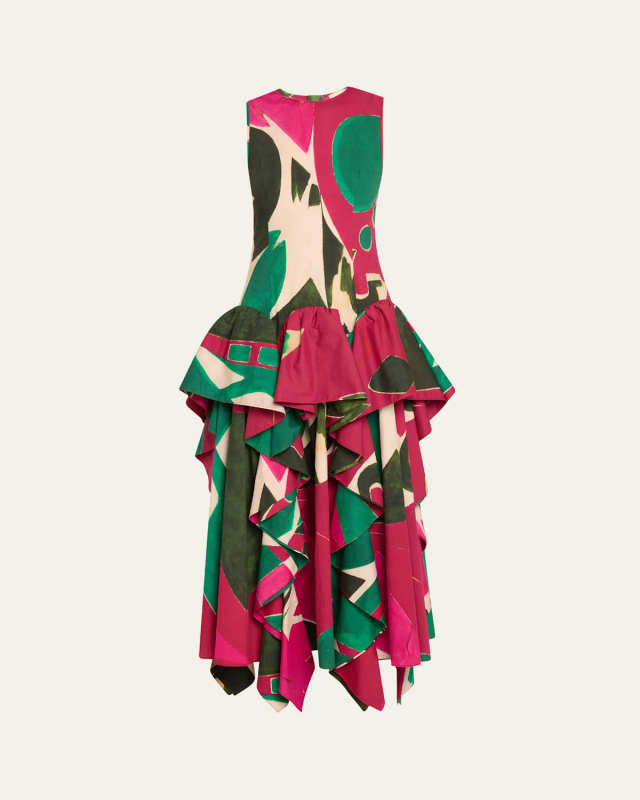 UJ x Lee Krasner Mural Sleeveless Ruffle Dress